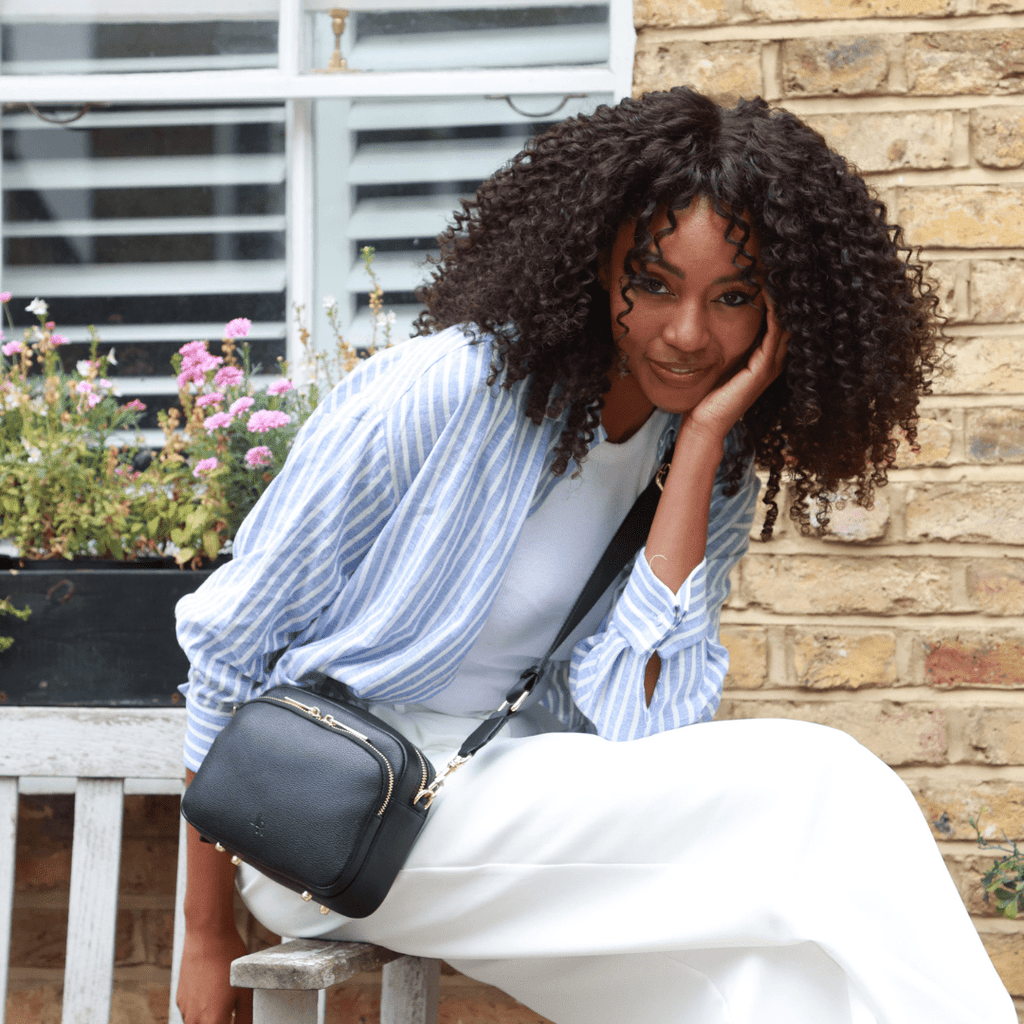 Chelsea Midi Crossbody Bag -Black Leather