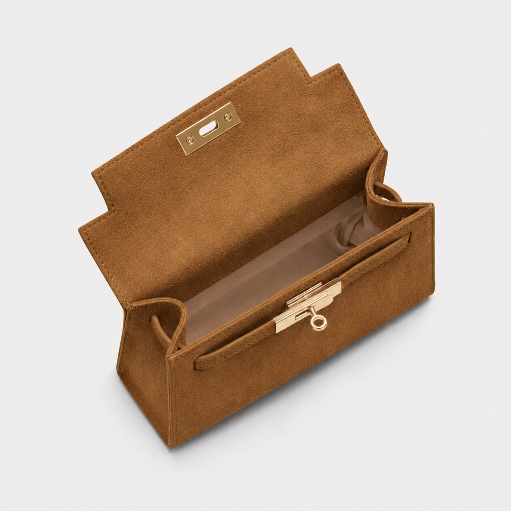 Willow Top Handle Tote Bag Tan Suede