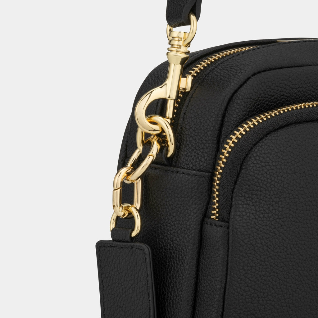 Chelsea Midi Crossbody Bag -Black Leather